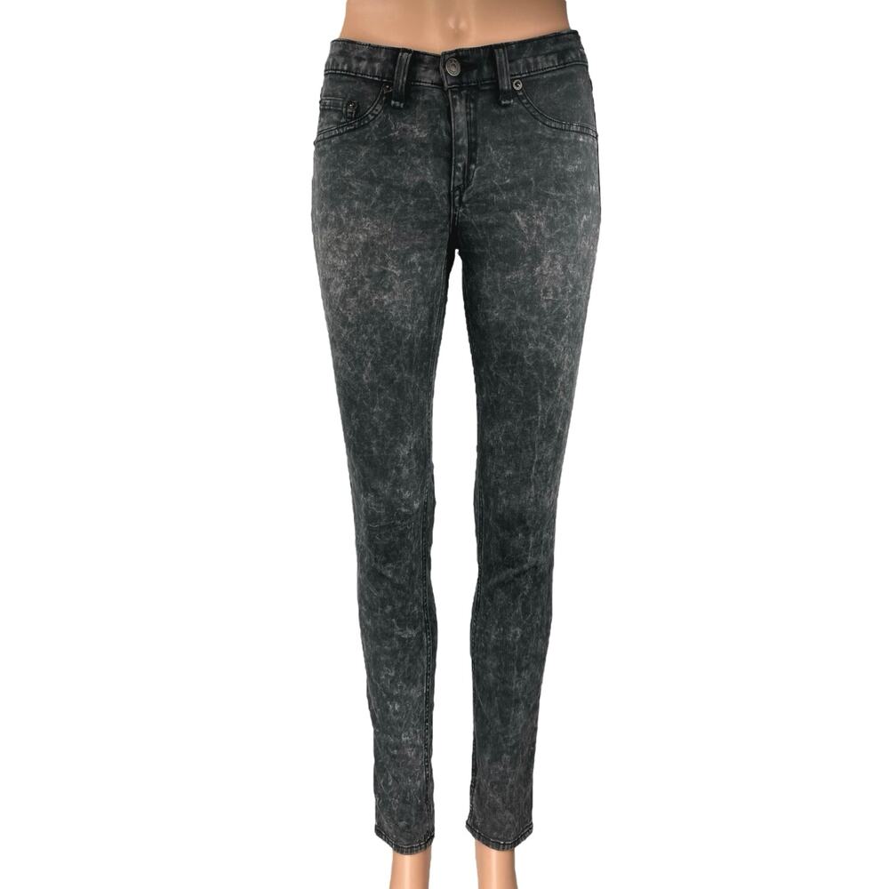 Rag & Bone Women's Black Acid Wash Stretch Legging Skinny Denim Jeans Size 25